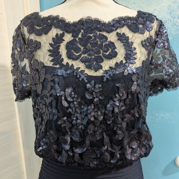 Tadashi Shoji Navy Lace Midi Dress - Picture 2 of 13